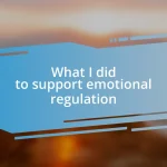 What I did to support emotional regulation